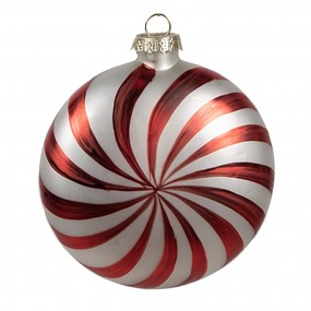 26GL4632 Boule de Noël 8x3x8 cm Rouge Blanc Verre Décorations d'arbre de Noël