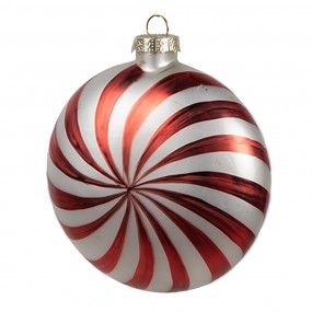 26GL4633 Boule de Noël 10x4x10 cm Rouge Blanc Verre Décorations d'arbre de Noël