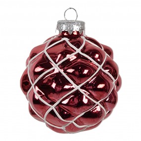 26GL4642 Weihnachtskugel Ø 8x8 cm Rot Glas Weihnachtsbaumschmuck