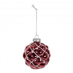 26GL4642 Boule de Noël Ø 8x8 cm Rouge Verre Décorations d'arbre de Noël