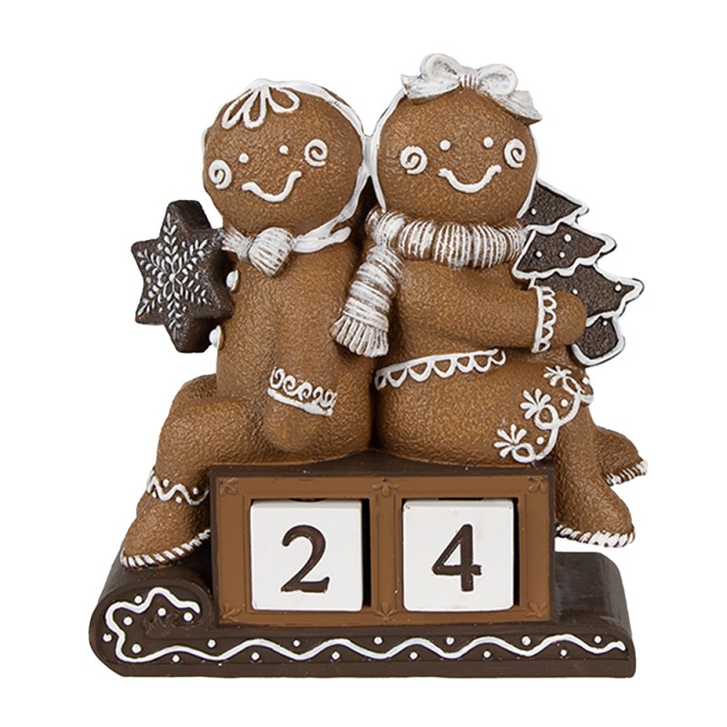 6PR4311 Kerstdecoratie Beeld Gingerbread man 11x4x13 cm Bruin Kunststof