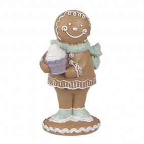 26PR4319 Kerstdecoratie Beeld Gingerbread man 11 cm Bruin Kunststof