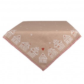 2GBB01 Nappe 100x100 cm Marron Coton Maison en pain d'épices