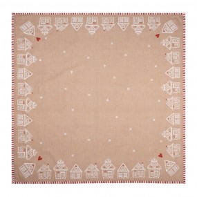 2GBB01 Nappe 100x100 cm Marron Coton Maison en pain d'épices