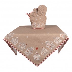 2GBB01 Tablecloth 100x100 cm Brown Cotton Gingerbread house