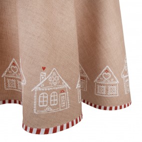 2GBB07 Tablecloth Ø 170 cm Brown Cotton Gingerbread house Round Table cloth