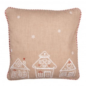 2GBB21 Cushion Cover 40x40 cm Brown Cotton Gingerbread house Pillow Cover