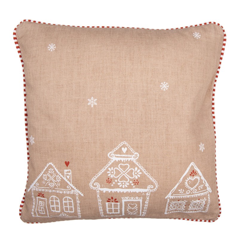 GBB21 Housse de coussin 40x40 cm Marron Coton Maison en pain d'épices Housse de coussin décorative