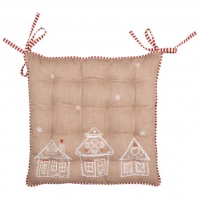 2GBB29 Chair Cushion Foam 40x40x4 cm Brown Cotton Gingerbread house Seat Cushion