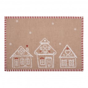 2GBB40 Placemats Set of 6 48x33 cm Brown Cotton Gingerbread house