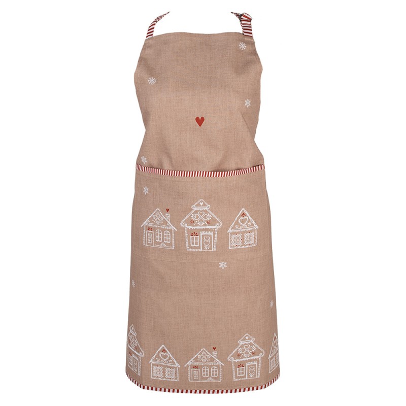 GBB41 Kitchen Apron 70x85 cm Brown Cotton Gingerbread house