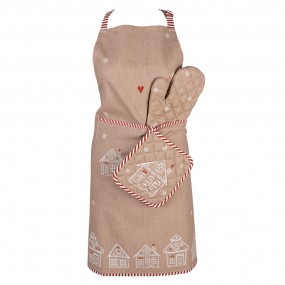 2GBB41 Kitchen Apron 70x85 cm Brown Cotton Gingerbread house