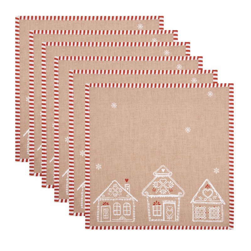 GBB43 Serviettes Coton set de 6  40x40 cm Marron Coton Maison en pain d'épices