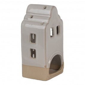 26CE1789 Porte-bougie Maison 7x6x14 cm Beige Céramique Porte-bougies