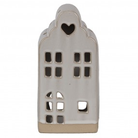 26CE1790 Tealight Holder House 9x8x18 cm Beige Ceramic Tea-light Holder