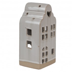 26CE1790 Portacandela Casa 9x8x18 cm Beige Ceramica Portacandele