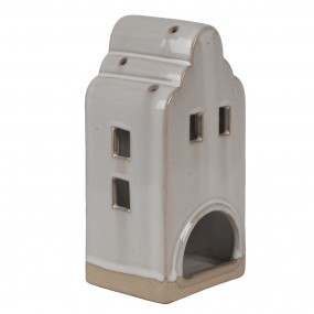 26CE1790 Portacandela Casa 9x8x18 cm Beige Ceramica Portacandele