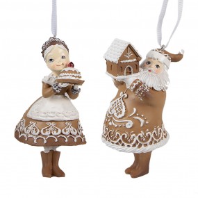 26PR3902GG Ornamento Natalizio set di 2 13 cm Marrone Plastica Uomo di pan di zenzero Decorazioni Albero Natale