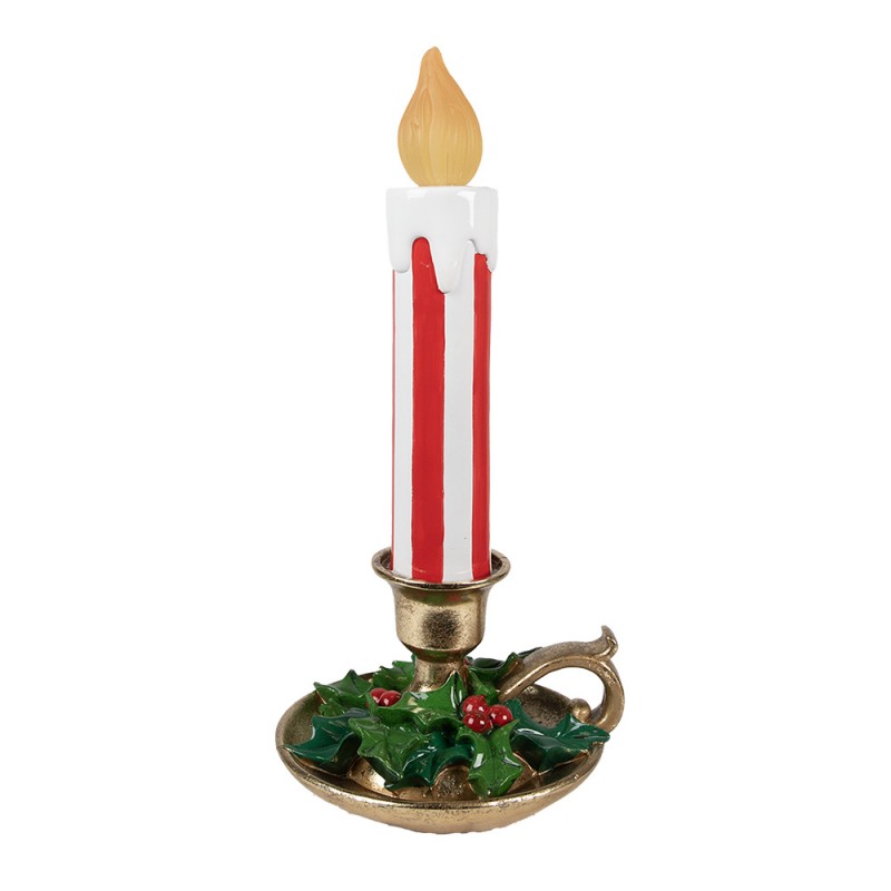 6PR4241 Décoration de Noël avec éclairage LED Bougeoir 18x17x38 cm Rouge Blanc Plastique