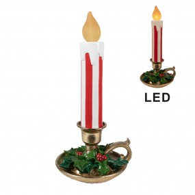 26PR4241 Décoration de Noël avec éclairage LED Bougeoir 18x17x38 cm Rouge Blanc Plastique