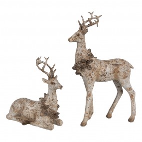 26PR4290 Figurine décorative set de 2 Cerf 20/12 cm Marron Plastique