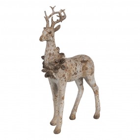 26PR4290 Decorative Figurine Set of 2 Deer 20/12 cm Brown Plastic