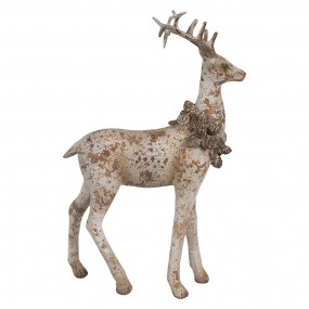 26PR4290 Decorative Figurine Set of 2 Deer 20/12 cm Brown Plastic