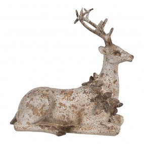 26PR4290 Decorative Figurine Set of 2 Deer 20/12 cm Brown Plastic