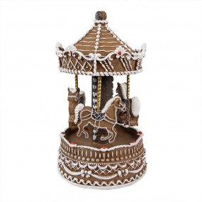 26PR4972GG Music box Carousel Ø 12x22 cm Brown Plastic Christmas Decoration