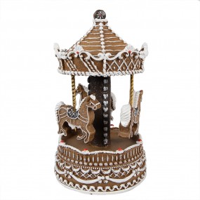 26PR4972GG Music box Carousel Ø 12x22 cm Brown Plastic Christmas Decoration