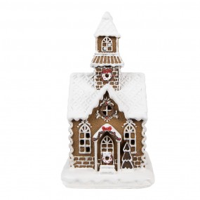 26PR4974GG Gingerbread house met LED 13x11x25 cm Bruin Kunststof Peperkoekhuisje