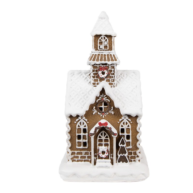 6PR4974GG Gingerbread house met LED 13x11x25 cm Bruin Kunststof Peperkoekhuisje