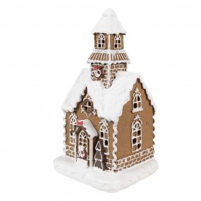 26PR4974GG Gingerbread house met LED 13x11x25 cm Bruin Kunststof Peperkoekhuisje