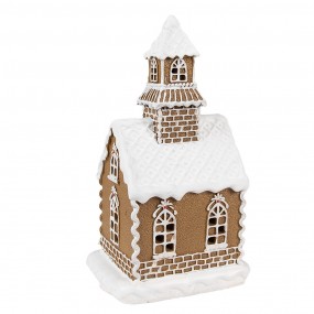 26PR4974GG Gingerbread house met LED 13x11x25 cm Bruin Kunststof Peperkoekhuisje