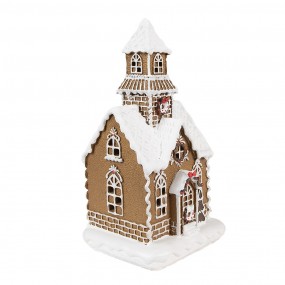 26PR4974GG Gingerbread house met LED 13x11x25 cm Bruin Kunststof Peperkoekhuisje