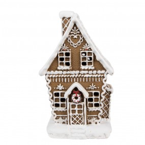 26PR4975GG Gingerbread house met LED 13x10x21 cm Bruin Kunststof Peperkoekhuisje