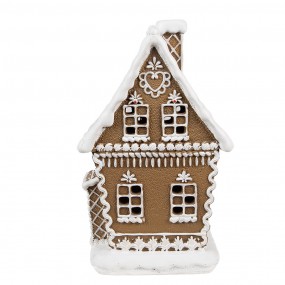 26PR4975GG Gingerbread house met LED 13x10x21 cm Bruin Kunststof Peperkoekhuisje