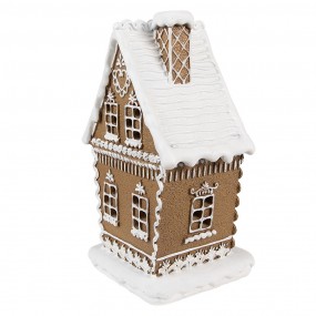 26PR4975GG Gingerbread house met LED 13x10x21 cm Bruin Kunststof Peperkoekhuisje