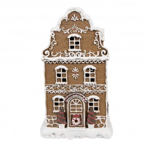 26PR4976GG Gingerbread house met LED 12x10x21 cm Bruin Kunststof Peperkoekhuisje