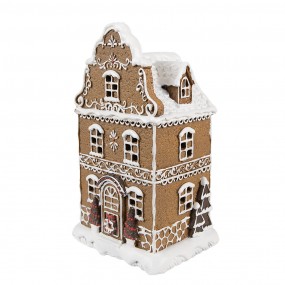 26PR4976GG Gingerbread house met LED 12x10x21 cm Bruin Kunststof Peperkoekhuisje