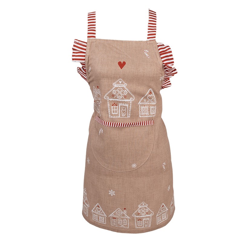 GBB41K Kids' Kitchen Apron 48x56 cm Brown Cotton Gingerbread house