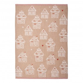 2GBB42-1 Theedoek 50x70 cm Bruin Katoen Gingerbread house Keukenhanddoek