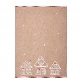 2GBB42-2 Theedoek 50x70 cm Bruin Katoen Gingerbread house Keukenhanddoek