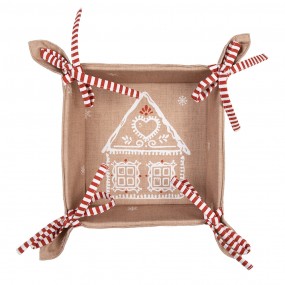 2GBB47 Broodmand 35x35x8 cm Bruin Katoen Gingerbread house