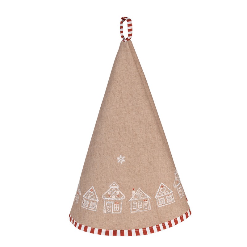 GBB48 Theedoek Ø 80 cm Bruin Katoen Gingerbread house Rond Keukenhanddoek