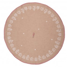 2GBB48 Theedoek Ø 80 cm Bruin Katoen Gingerbread house Rond Keukenhanddoek