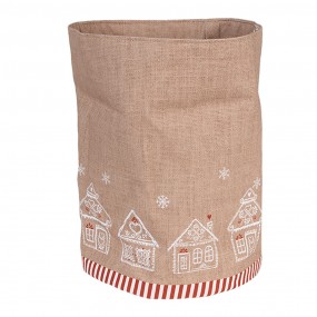 2GBB50 Bread Basket Ø 15x16 cm Brown Cotton Gingerbread house Round