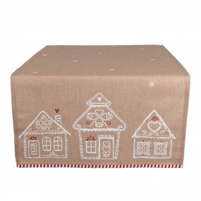 2GBB64 Table Runner 50x140 cm Brown Cotton Gingerbread house