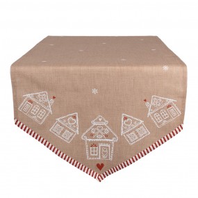 2GBB65 Table Runner 50x160 cm Brown Cotton Gingerbread house