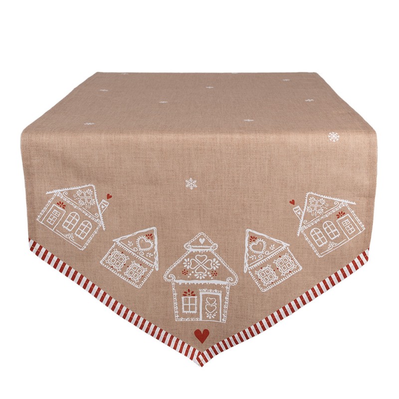 GBB65 Table Runner 50x160 cm Brown Cotton Gingerbread house